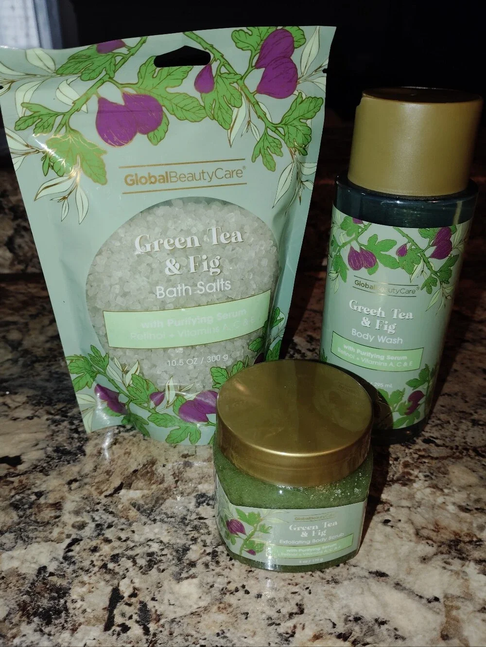 Green Tea & Fig Bath Set - Green Spa Set New